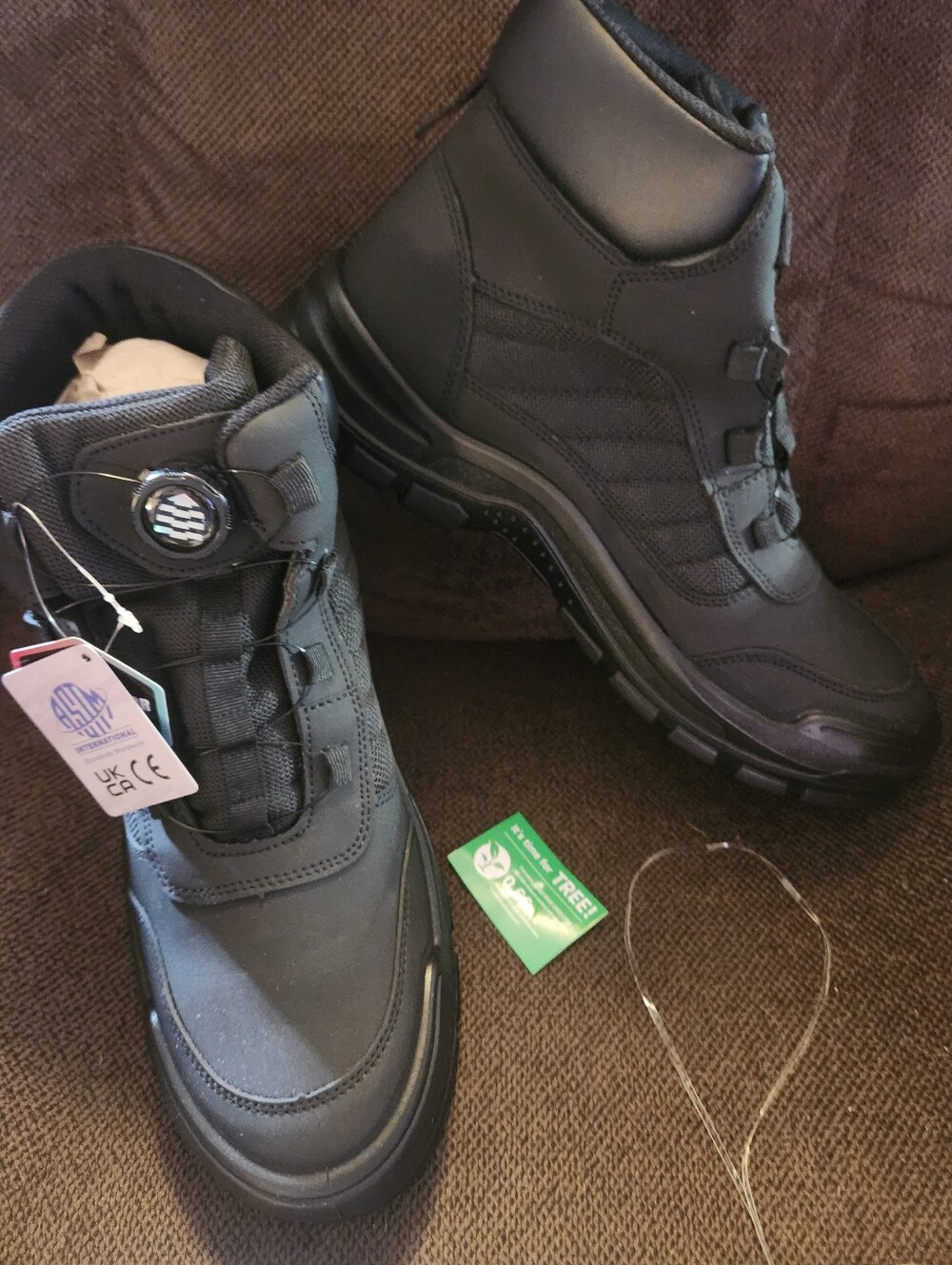 Furuian steel toe work boots rotating dial lacing/buckle system and ASTM-cert 13